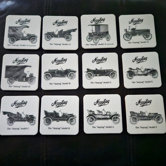 VINTAGE MAYTAG VEHICLE COASTERS. Complete set of 12. Pristine. COLLECTIBLE. - Picture 1 of 14